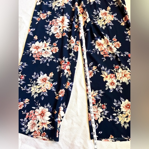 Xhilaration Floral Navy Pink Lightweight Polyester Blend Jumpsuit Women’s XXL - Picture 11 of 16